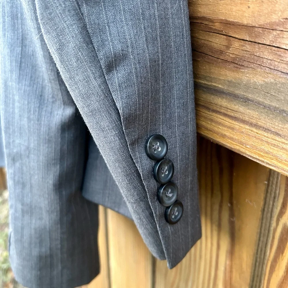 46S Joseph & Feiss Wool Blazer Gray Mens 44 Waist Pinstripes